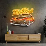 Cars Automotive Neon Sign Fabolous Flamming Hotrod Car 1