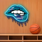 Charlotte Hornets Neon Sign Dripping Lips 1