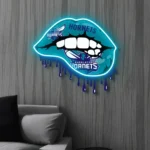 Charlotte Hornets Neon Sign Dripping Lips 1
