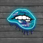 Charlotte Hornets Neon Sign Dripping Lips 1