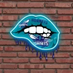Charlotte Hornets Neon Sign Dripping Lips 1
