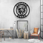 Chicago Bears Metal Sign Angry Bear Face 1