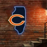 Chicago Bears Neon Sign Chicago State Map 1