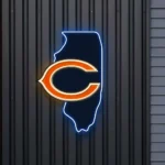 Chicago Bears Neon Sign Chicago State Map 1