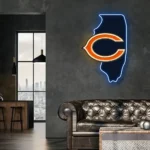Chicago Bears Neon Sign Chicago State Map 1