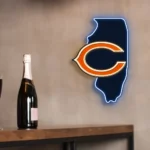 Chicago Bears Neon Sign Chicago State Map 1