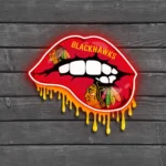 Chicago Blackhawks Neon Sign Dripping Lips 1
