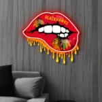 Chicago Blackhawks Neon Sign Dripping Lips 1