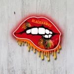 Chicago Blackhawks Neon Sign Dripping Lips 1