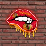 Chicago Blackhawks Neon Sign Dripping Lips 1