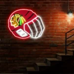 Chicago Blackhawks Neon Sign Nhl Hockey Helmet Acrylic Led 1