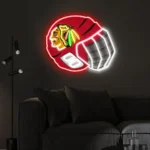Chicago Blackhawks Neon Sign Nhl Hockey Helmet Acrylic Led 1