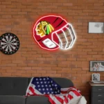 Chicago Blackhawks Neon Sign Nhl Hockey Helmet Acrylic Led 1