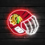 Chicago Blackhawks Neon Sign Nhl Hockey Helmet Acrylic Led 1
