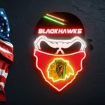 Chicago Blackhawks Neon Sign Skull 1