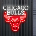 Chicago Bulls Neon Sign Angry Bull Face 1