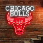 Chicago Bulls Neon Sign Angry Bull Face 1