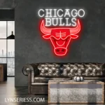 Chicago Bulls Neon Sign Angry Bull Face 1
