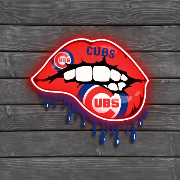 Chicago Cubs Neon Sign Dripping Lips 2
