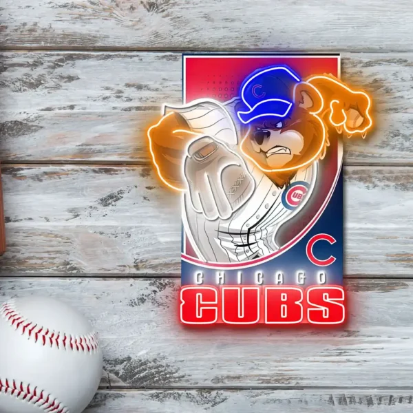 Chicago Cubs Neon Sign Mascot Acrylic 1