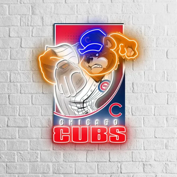 Chicago Cubs Neon Sign Mascot Acrylic 2