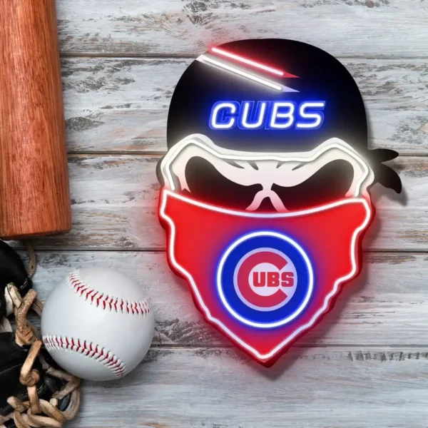 Chicago Cubs Neon Sign Skull 1