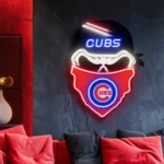 Chicago Cubs Neon Sign Skull 1