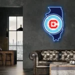 Chicago Fire Neon Sign Fc Chicago State Map 1
