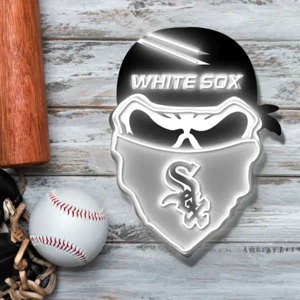 Chicago White Sox Neon Sign Skull 2