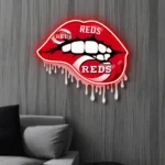 Cincinnati Reds Neon Sign Dripping Lips 1