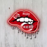 Cincinnati Reds Neon Sign Dripping Lips 1