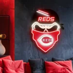 Cincinnati Reds Neon Sign Skull 1