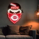 Cincinnati Reds Neon Sign Skull 1
