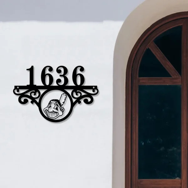 Cleveland Guardians Metal Sign Tailored Mlb Monogram Metal House Number Sign 1