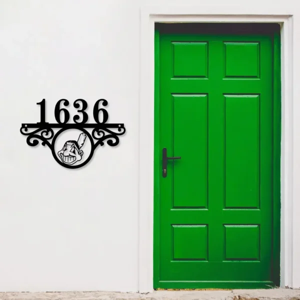 Cleveland Guardians Metal Sign Tailored Mlb Monogram Metal House Number Sign 2