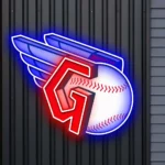Cleveland Guardians Neon Sign Baseball Wing G 1