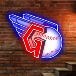 Cleveland Guardians Neon Sign Baseball Wing G 1