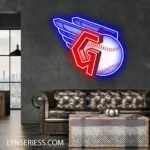 Cleveland Guardians Neon Sign Baseball Wing G 1