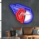 Cleveland Guardians Neon Sign Baseball Wing G 1