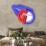 Cleveland Guardians Neon Sign Baseball Wing G 1
