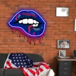 Cleveland Guardians Neon Sign Dripping Lips 1