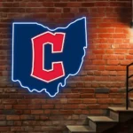 Cleveland Guardians Neon Sign Ohio State Map 1