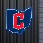 Cleveland Guardians Neon Sign Ohio State Map 1