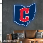 Cleveland Guardians Neon Sign Ohio State Map 1