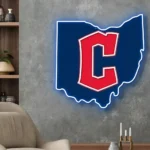 Cleveland Guardians Neon Sign Ohio State Map 1
