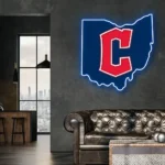 Cleveland Guardians Neon Sign Ohio State Map 1