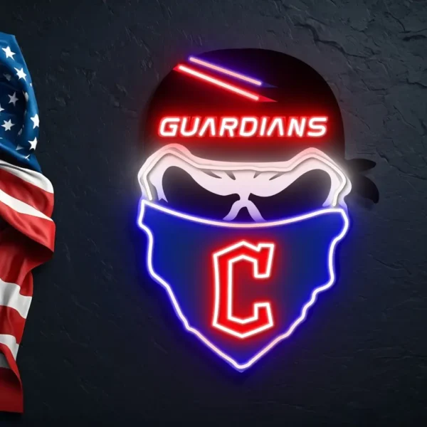 Cleveland Guardians Neon Sign Skull 2