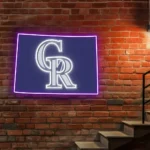 Colorado Rockies Neon Sign Colorado State Map 1