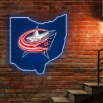Columbus Blue Jackets Neon Sign Ohio State Map 1
