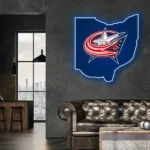 Columbus Blue Jackets Neon Sign Ohio State Map 1